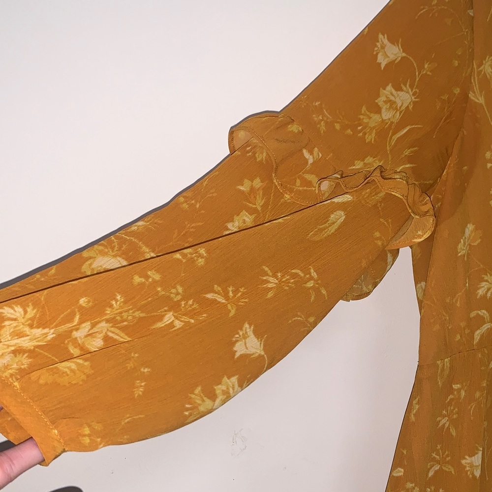 Madewell Mustard Floral Maxi Women’s Size 6 Dress Cottage Core Milk Maid Breezy - Picture 5 of 15